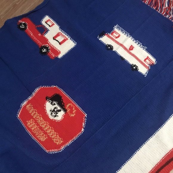 Vintage Good Sam Club Knit Throw Blanket Blue White Red 70s 80s Camping RV - Picture 4 of 7